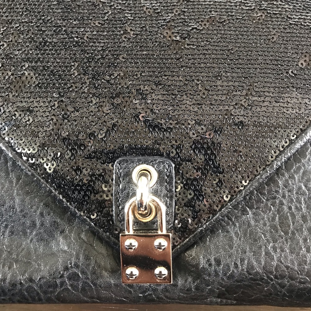 Alexis Hudson Black Sequins Clutch Lock Purse